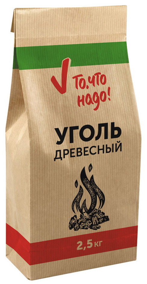 

Уголь древесный для барбекю гриля мангала То, что надо! 2,5 кг, Коричневый