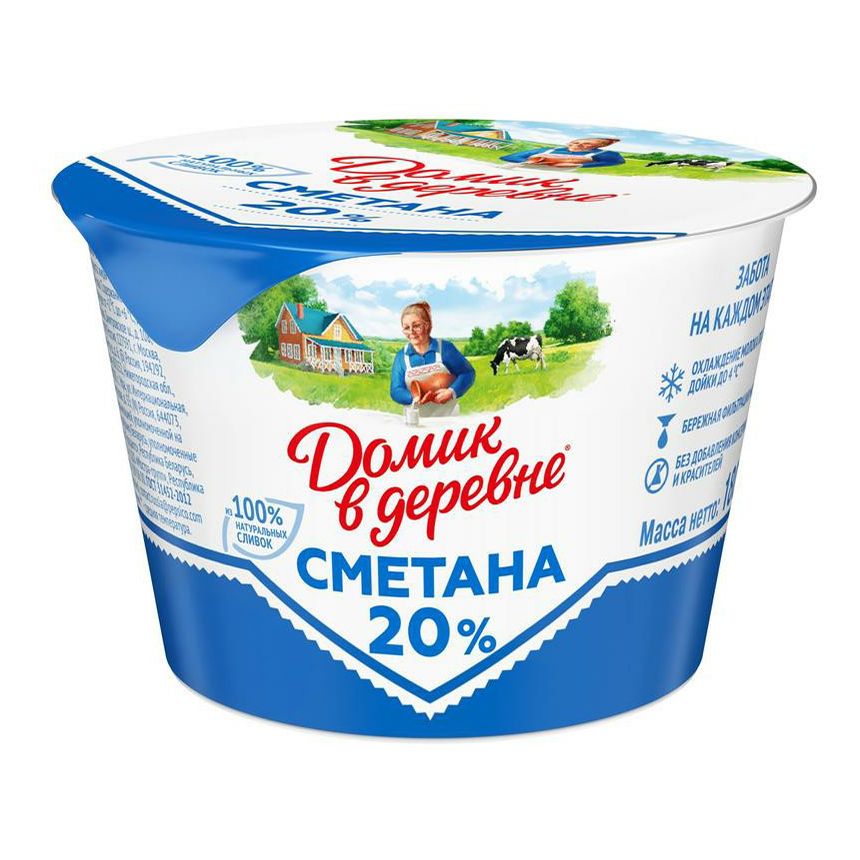 

Сметана Домик в деревне 20% БЗМЖ 180 г
