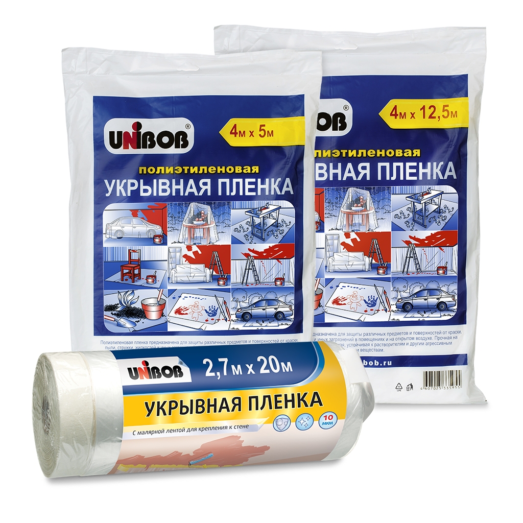 

Укрывной материал Unibob пленка 40186 5 м x 4 м, Прозрачный