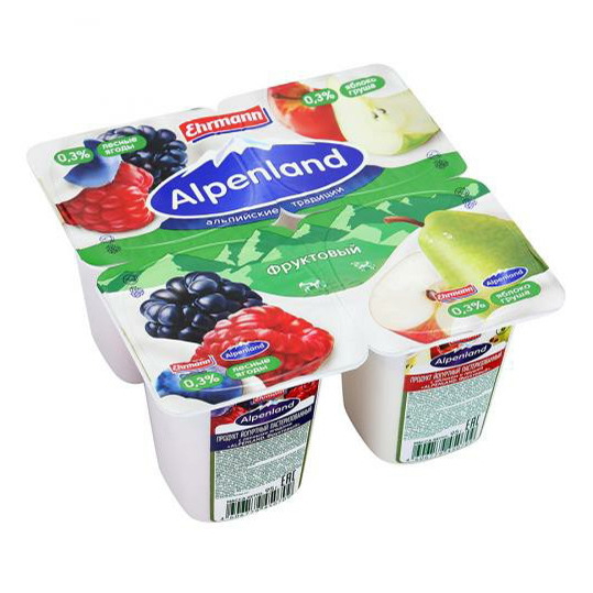 Йогуртный продукт Alpenland лесная ягода яблоко-груша 03 БЗМЖ 95 г 18₽