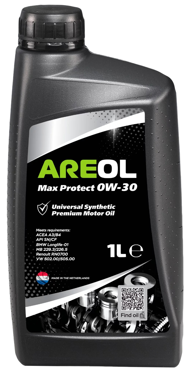 

AREOL Max Protect 0W30 (1L)_масло моторное синт.\ ACEA A3/B4, API SN/CF, MB 229.3/2