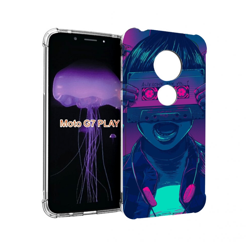 

Чехол MyPads киберпанк с кассетой для Motorola Moto G7 Play, Прозрачный, Tocco