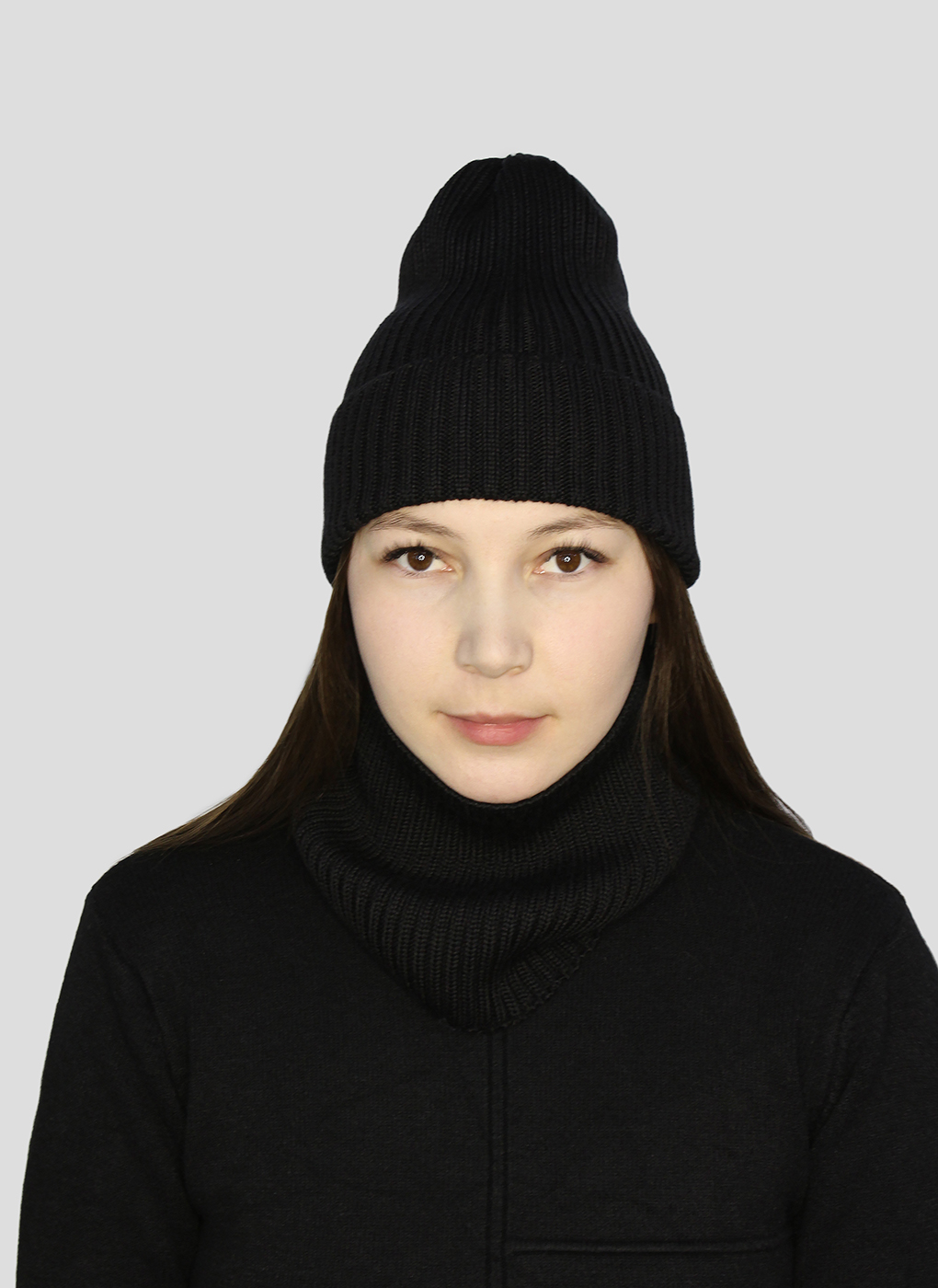 

Снуд и шапка женские Каляев 60600 черный, 60600