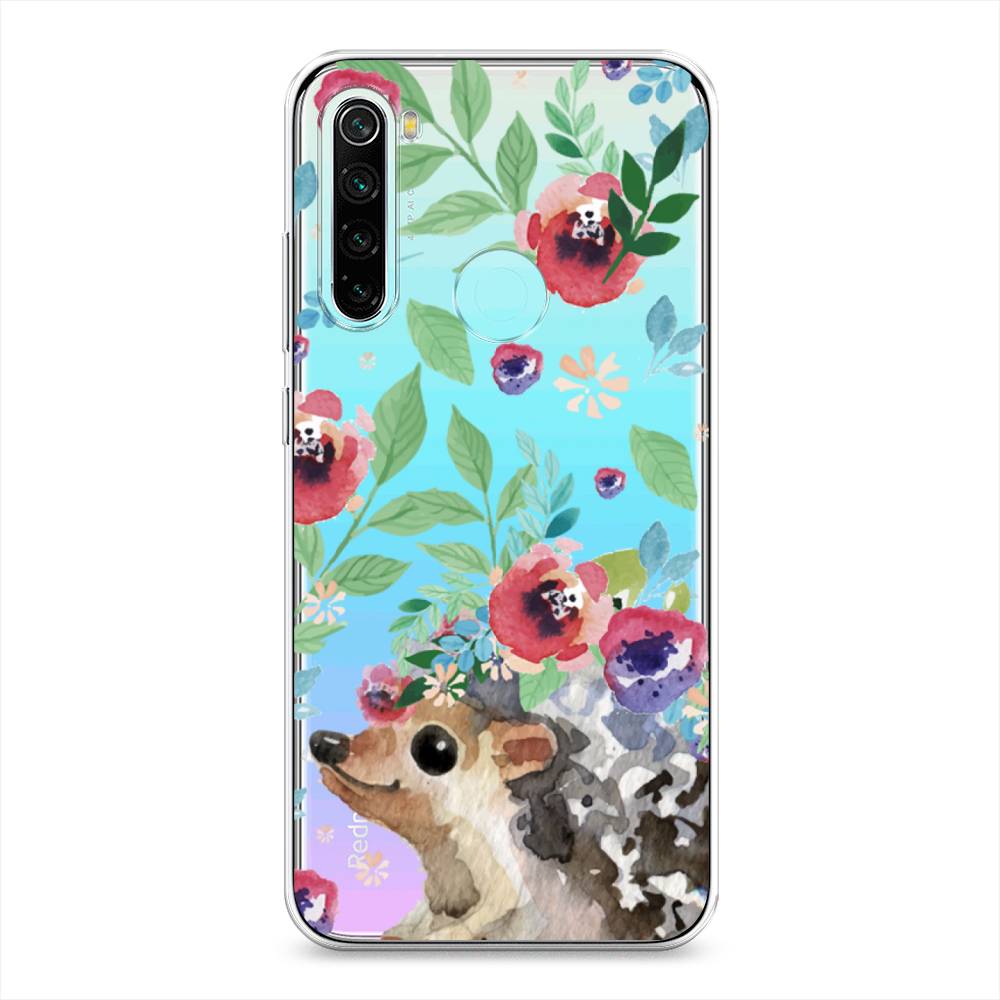 фото Силиконовый чехол "ежик в цветах акварель" на xiaomi redmi note 8 awog
