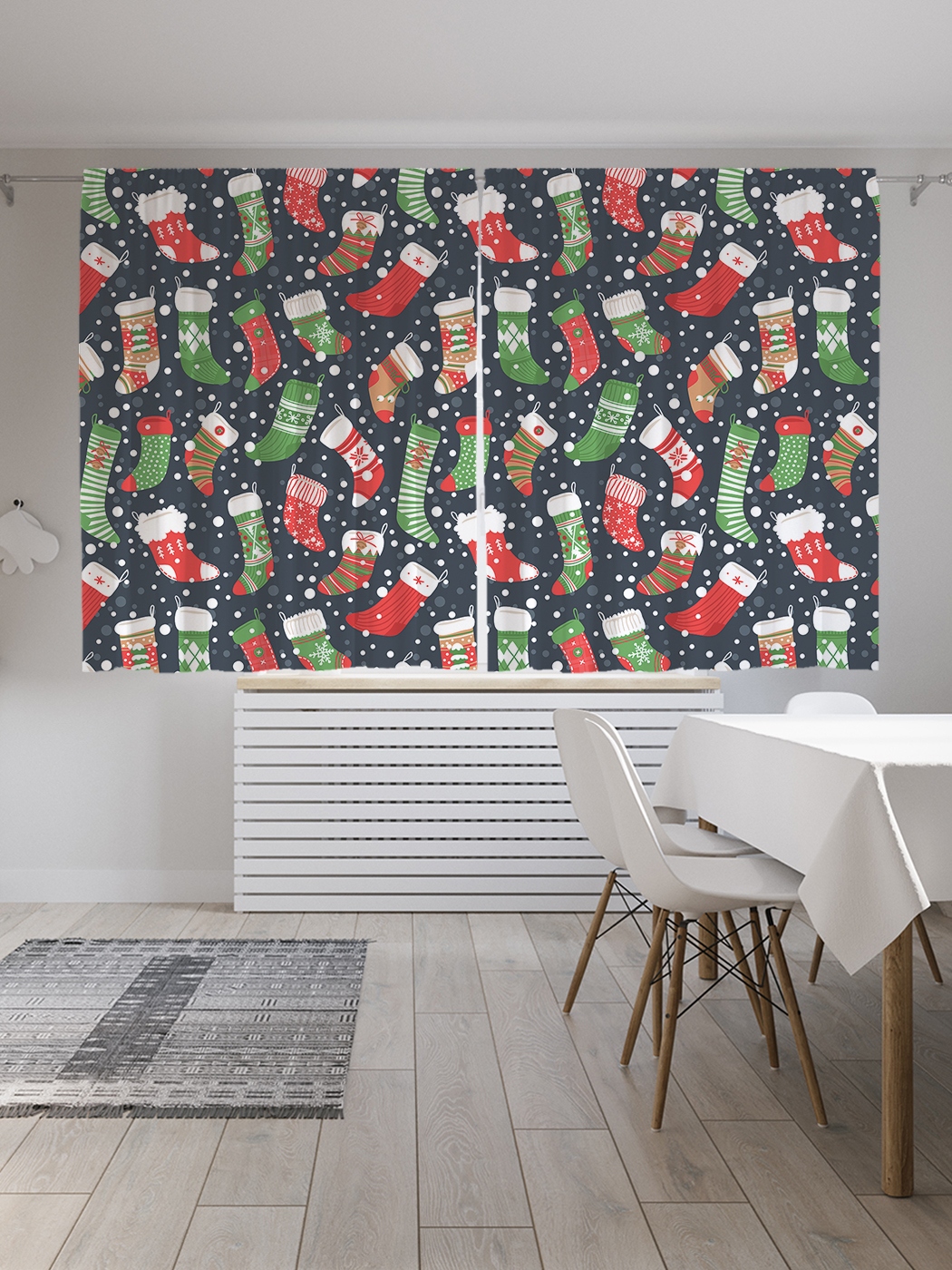 

Шторы JoyArty Носочки для праздничных сладостей, Oxford DeLux, 2 полотна 145x180, Носочки для праздничных сладостей