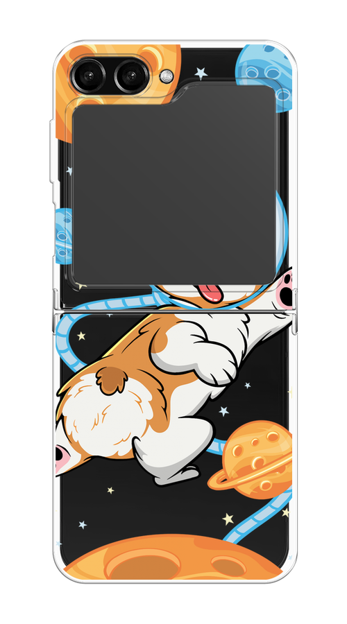 

Чехол на Samsung Galaxy Z Flip 5 "Корги-космонавт", Голубой;бежевый;белый, 2108350-1