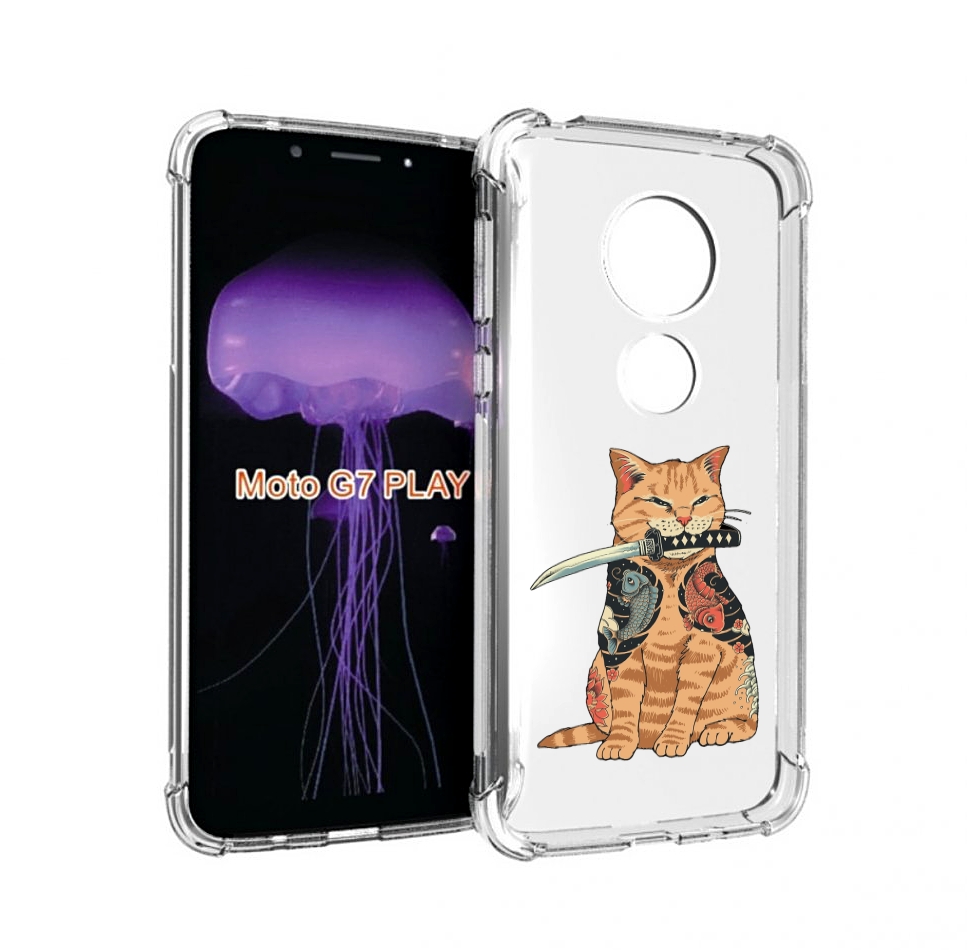

Чехол MyPads кот-с-катаной для Motorola Moto G7 Play, Прозрачный, Tocco
