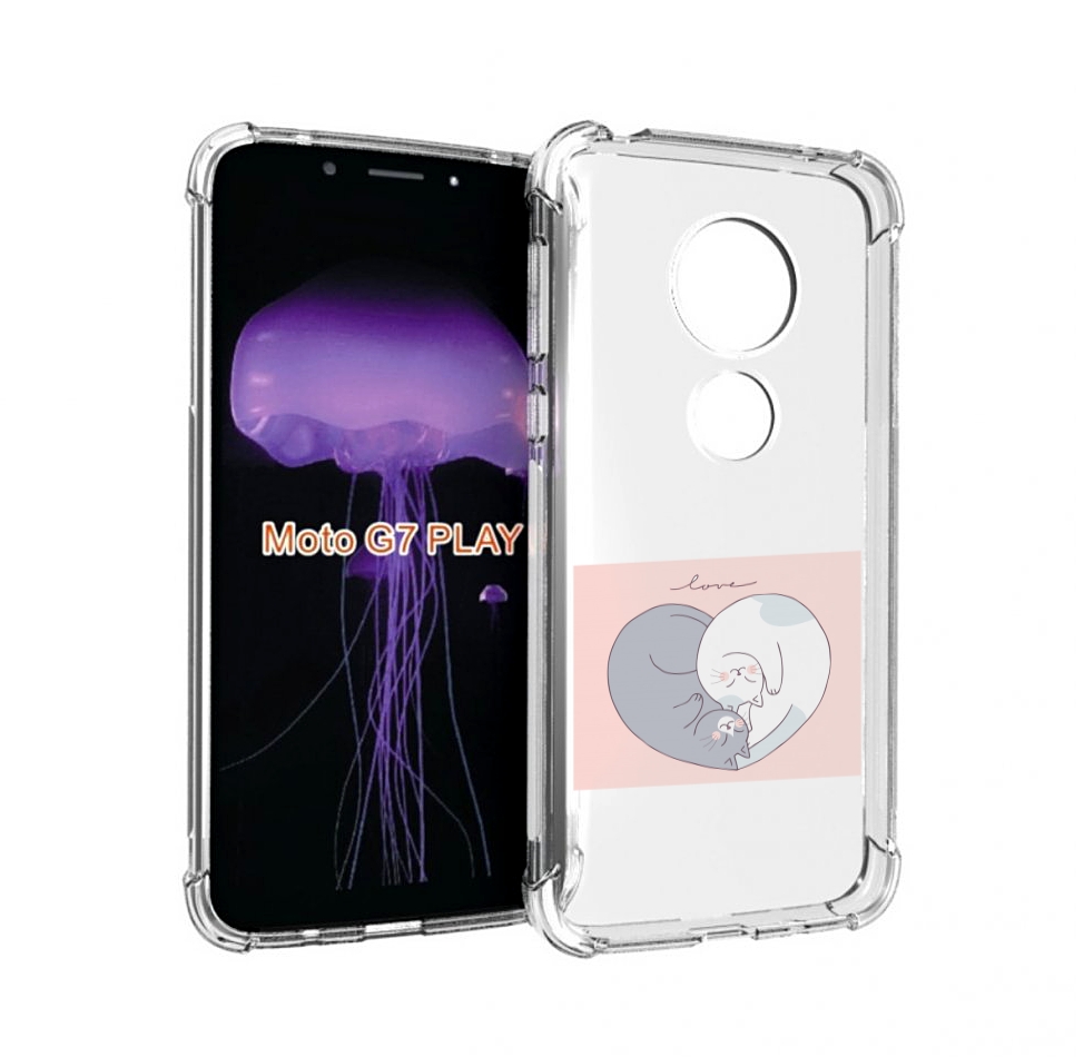 

Чехол MyPads котики-в-форме-сердца для Motorola Moto G7 Play, Прозрачный, Tocco