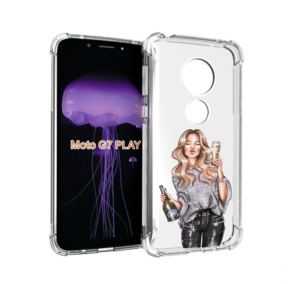 

Чехол MyPads красивая-любительница-шампанского женский для Motorola Moto G7 Play, Прозрачный, Tocco