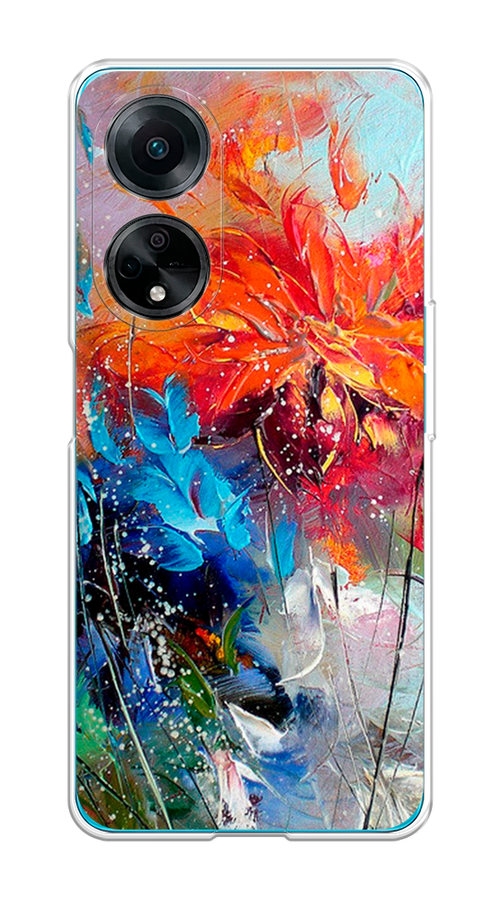 

Чехол на Oppo A98 "Абстрактные цветы", Оранжевый;синий, 2514450-4
