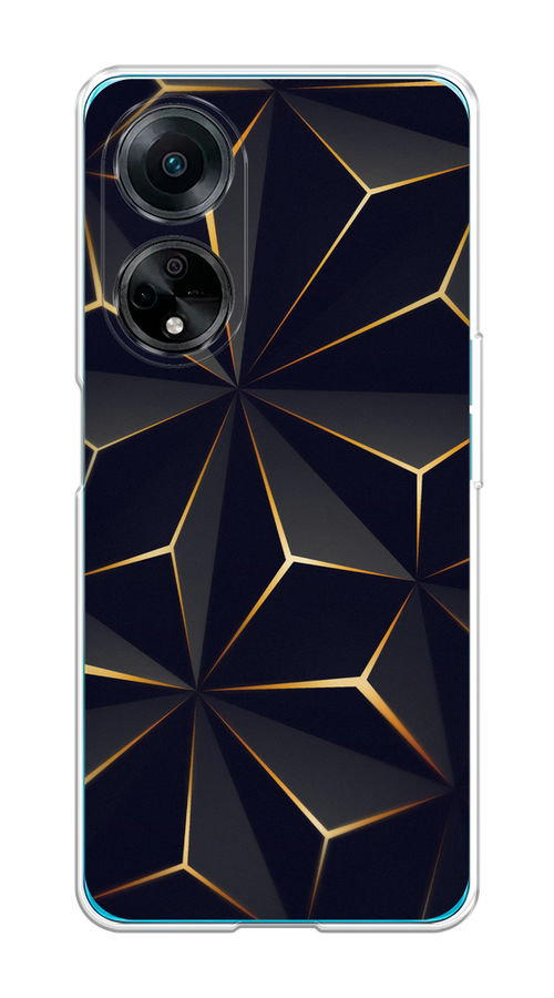 

Чехол на Oppo A98 "Черные полигоны", Золотистый;черный, 2514450-3