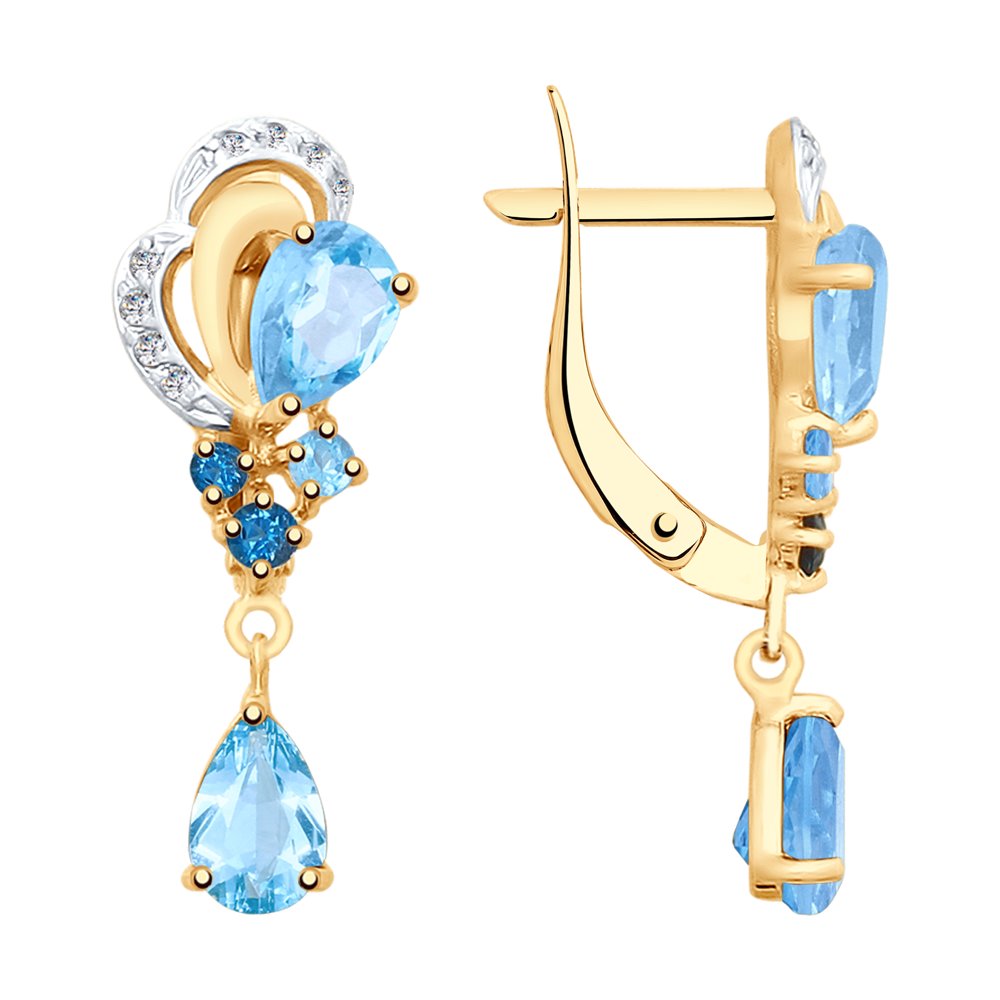 

Серьги женские из золота SOKOLOV 725364, топаз/фианит, 725364