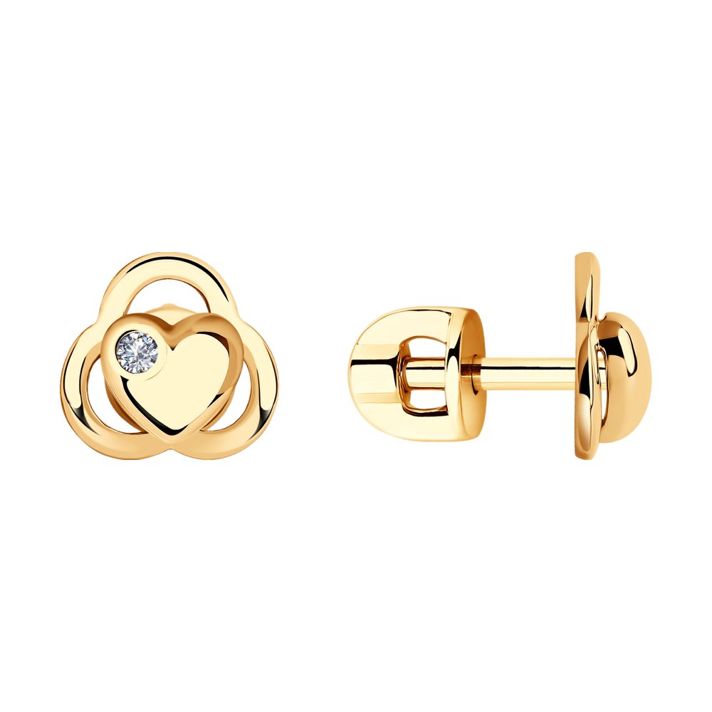 

Серьги пусеты из красного золота SOKOLOV 029276, фианит, 029276