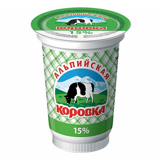 Сметанный продукт Альпийская Коровка 15% СЗМЖ 400 г