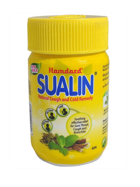 Купить Аюрведическое средство для лечения простуды и кашля, Пищевая добавка Sualin против кашля и боли в горле таблетки 60 шт., Hamdard, Индия