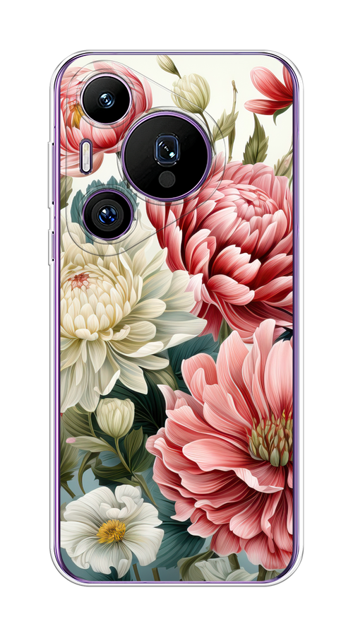 

Чехол на Huawei Pura 70 Pro/70 Pro Plus "Садовые цветы рисунок", Розовый;зеленый;белый, 6124450-1