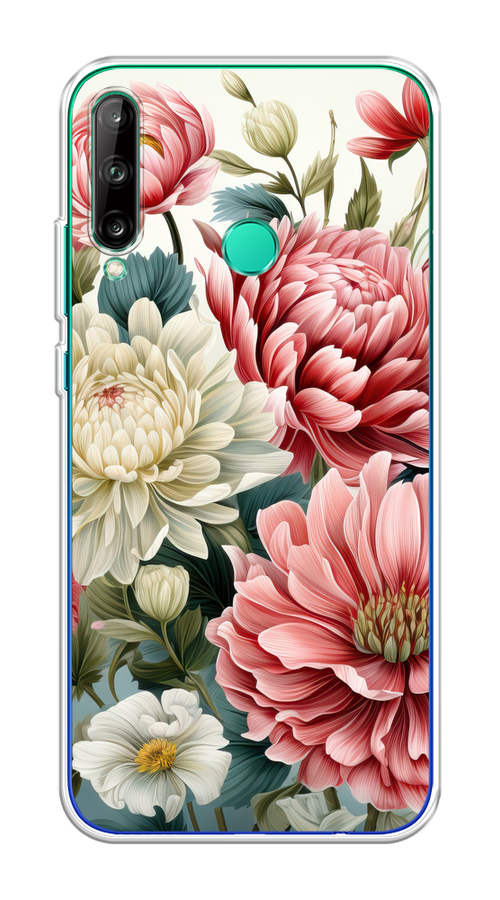 

Чехол на Honor 9C/Huawei P40 Lite E/Y7p "Садовые цветы рисунок", Розовый;зеленый;белый, 612450-1