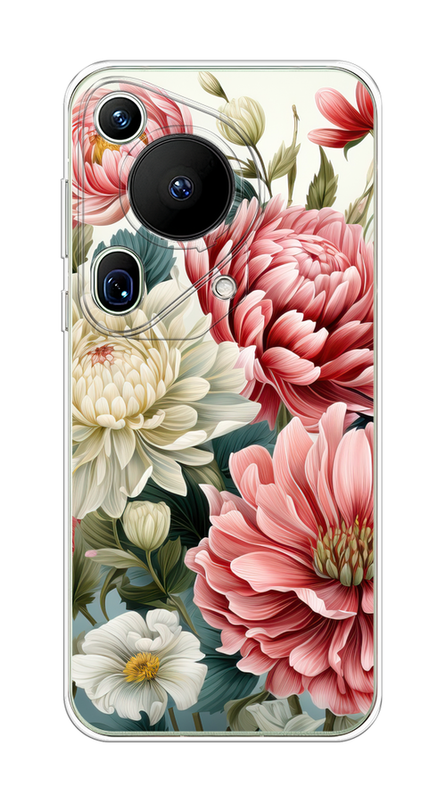 

Чехол на Huawei Pura 70 Ultra "Садовые цветы рисунок", Розовый;зеленый;белый, 6124550-1