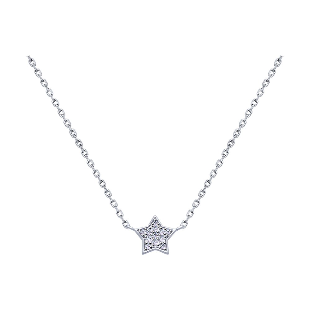

Колье из серебра 45 см SOKOLOV 94070158, фианит, 94070158
