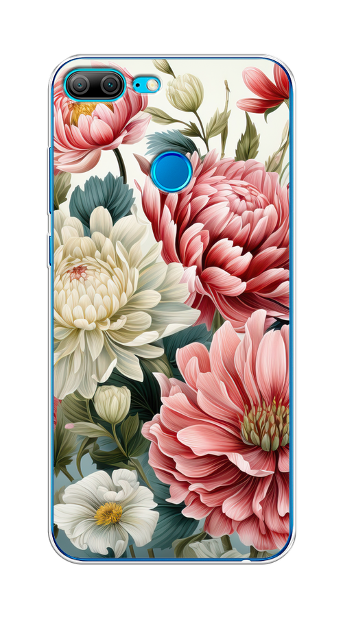 

Чехол на Honor 9 Lite "Садовые цветы рисунок", Розовый;зеленый;белый, 64250-1