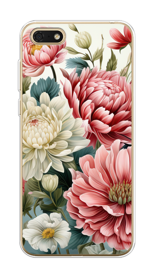

Чехол на Huawei Honor 7A/7A Prime/Y5 Prime 2018/Y5 2018 "Садовые цветы рисунок", Розовый;зеленый;белый, 66350-1