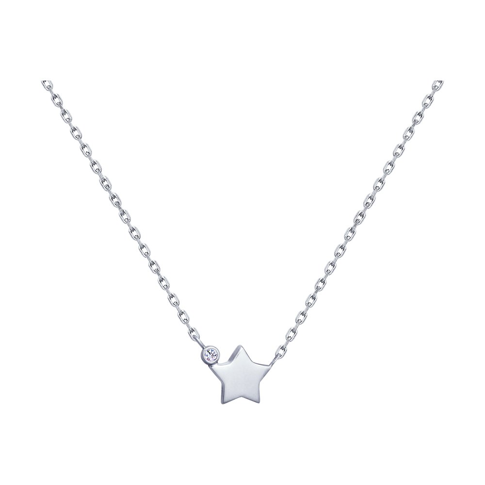 

Колье из серебра 45 см SOKOLOV 94070157, фианит, 94070157