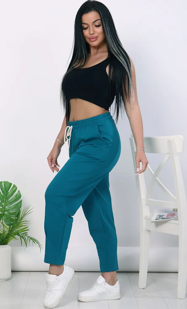 Спортивные брюки женские А-ЛЕНка XL0003 бирюзовые 58 RU