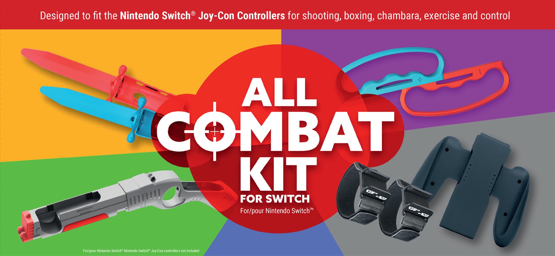 

Набор аксессуаров для геймпада Nintendo All Combat Kit Switch, Голубой;красный;черный, All Combat Kit Switch