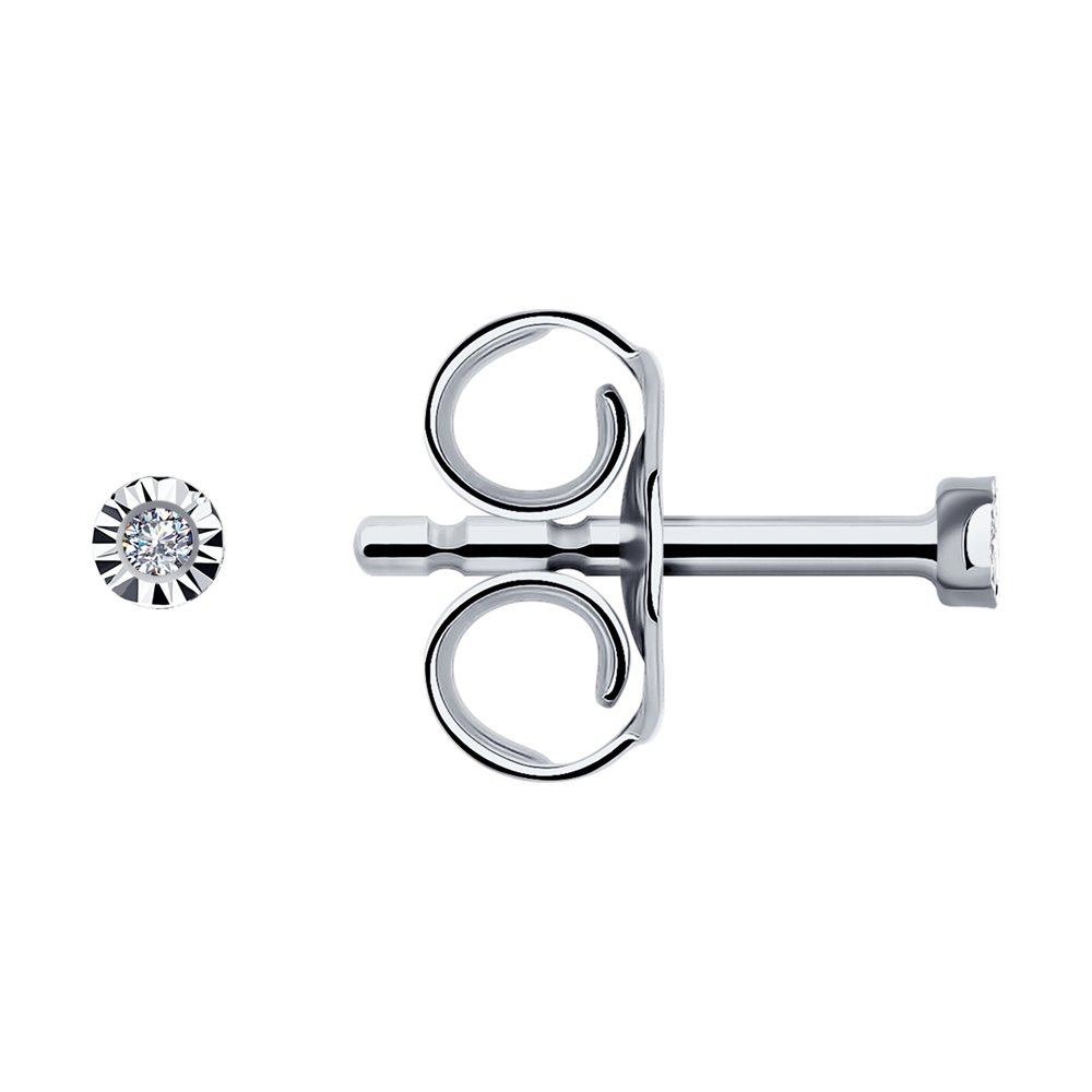 

Серьги-пусеты из белого золота с бриллиантом Diamant 52-222-01248-1, 52-222-01248-1