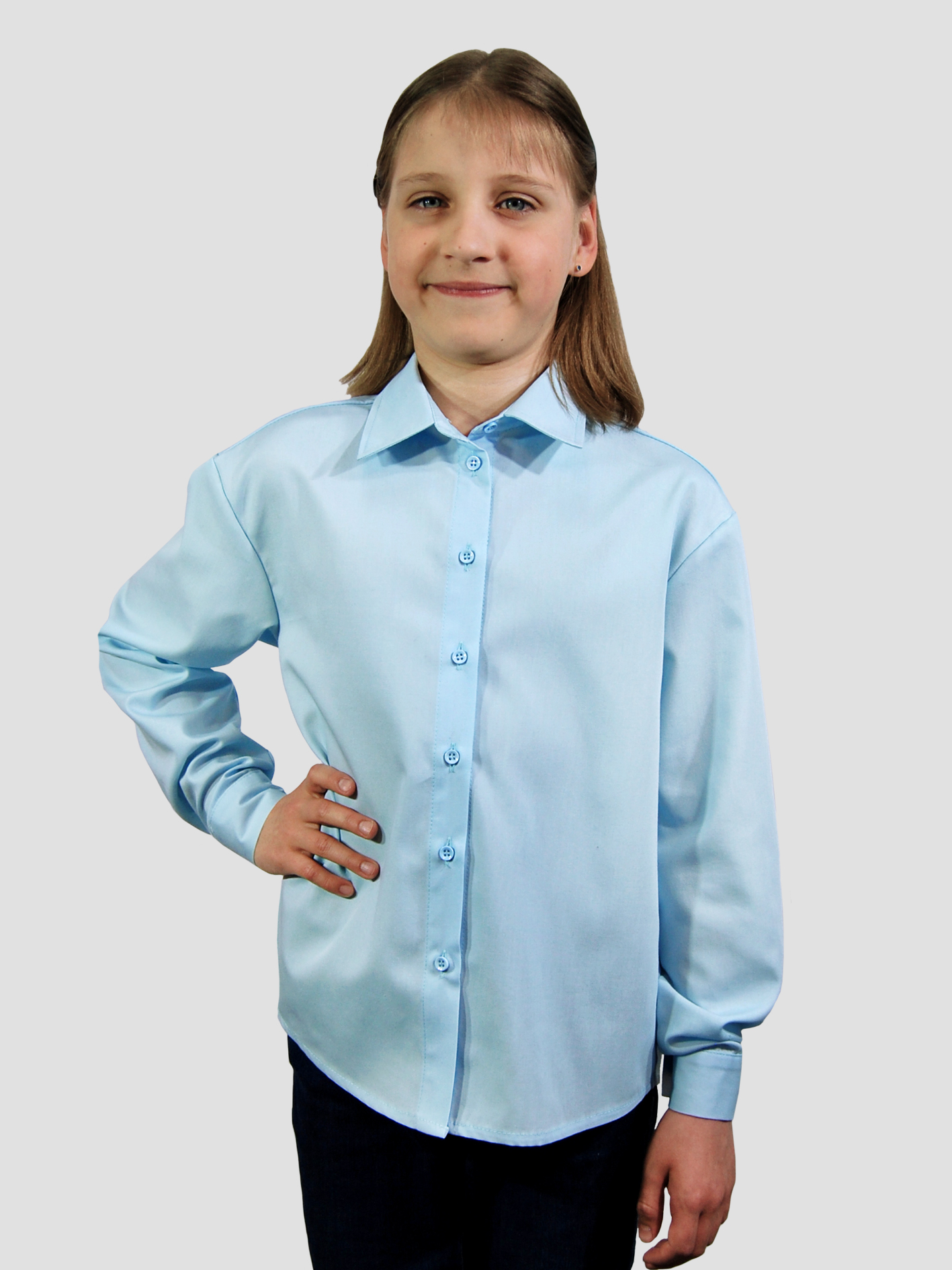 Рубашка детская NoBrand RUB-Kids-Classic-G, голубой, 128