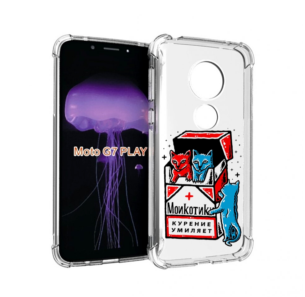 

Чехол MyPads красно-синие-коты для Motorola Moto G7 Play, Прозрачный, Tocco