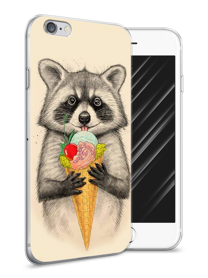 

Чехол Awog на Apple iPhone 6S / Айфон 6S "Енот с мороженым", Разноцветный, 0104S50-10