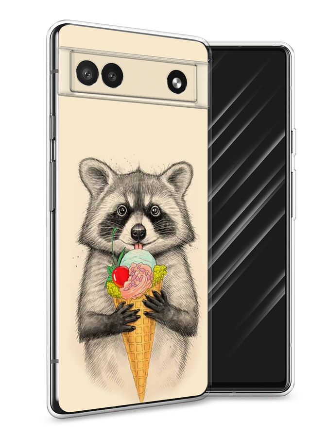 

Чехол Awog на Google Pixel 6A "Енот с мороженым", Разноцветный, 271150-10