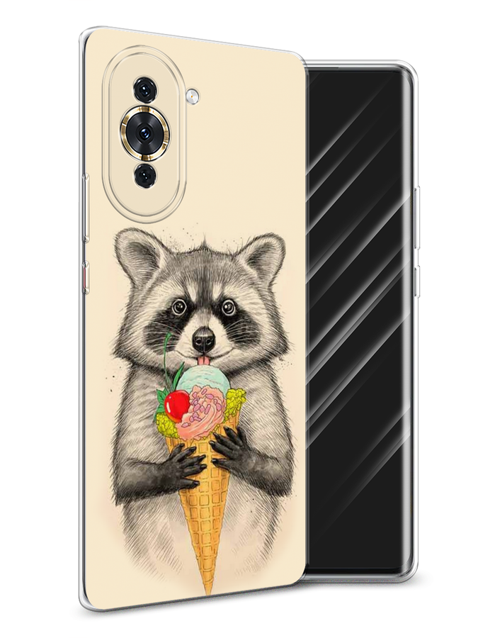 

Чехол Awog на Huawei Nova 10 "Енот с мороженым", Разноцветный, 6108950-10