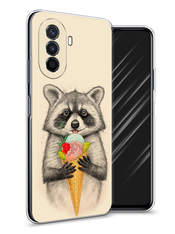 

Чехол Awog на Huawei Nova Y70 "Енот с мороженым", Разноцветный, 6109150-10