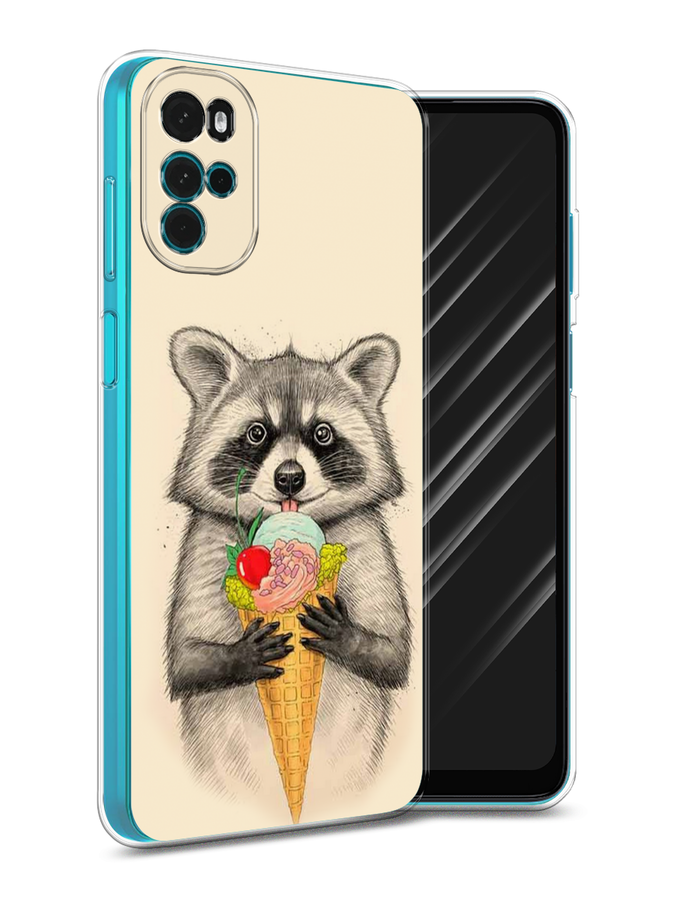 

Чехол Awog на Motorola Moto G22 "Енот с мороженым", Разноцветный, 243150-10
