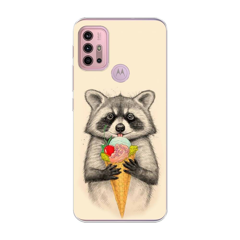 

Чехол Awog на Lenovo K13 Note/Motorola Moto G10/G20/G30 "Енот с мороженым", Разноцветный, 242350-10