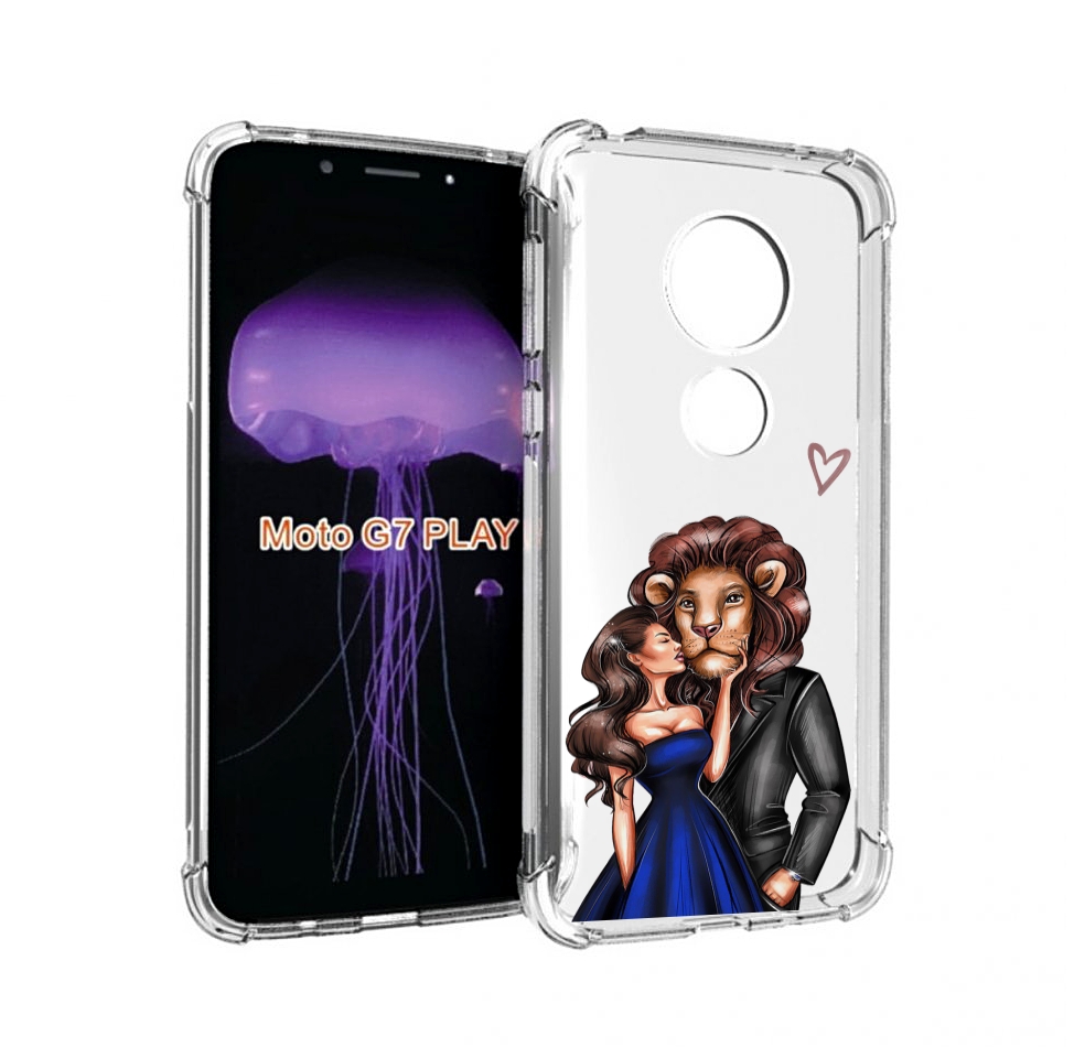 Чехол MyPads лев-в-смокинге для Motorola Moto G7 Play