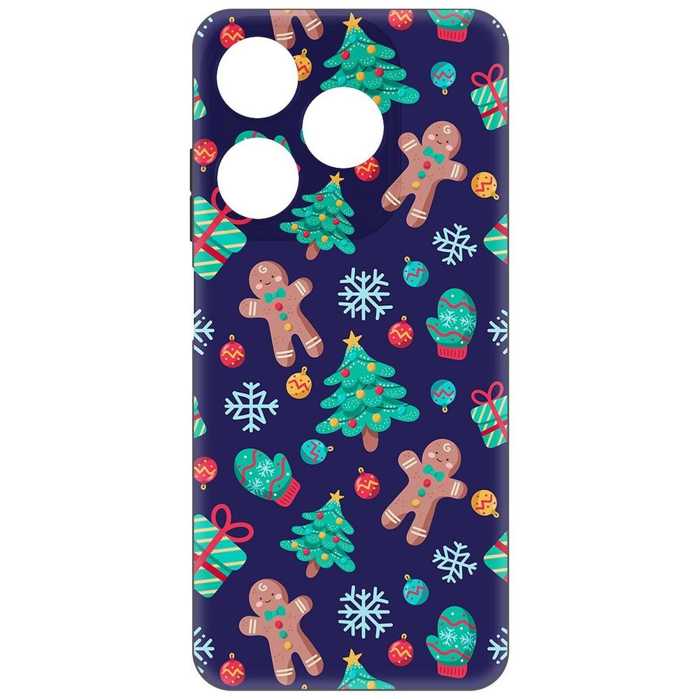 

Чехол-накладка Софт Прянички и елочки для Tecno Spark 10C, Черный