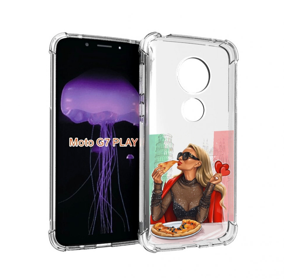 

Чехол MyPads любительница-пиццы женский для Motorola Moto G7 Play, Прозрачный, Tocco