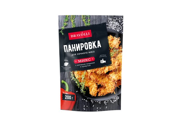 Панировка Bravolli для сочного мяса с копченой паприкой и кунжутом 200 г