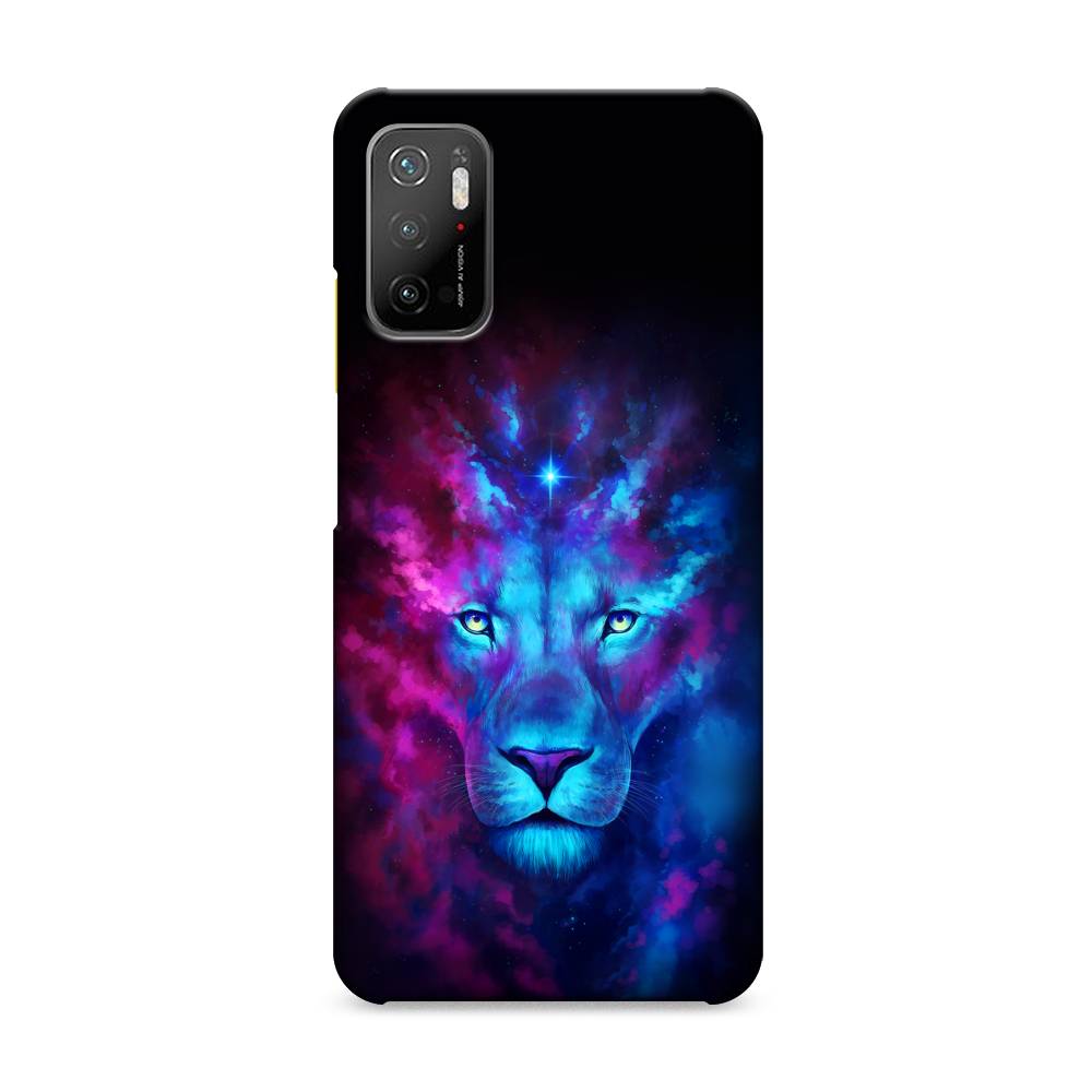фото Пластиковый чехол "космический лев" на xiaomi poco m3 pro awog
