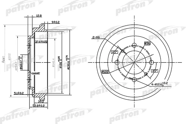 

Тормозной барабан PATRON PDR1112