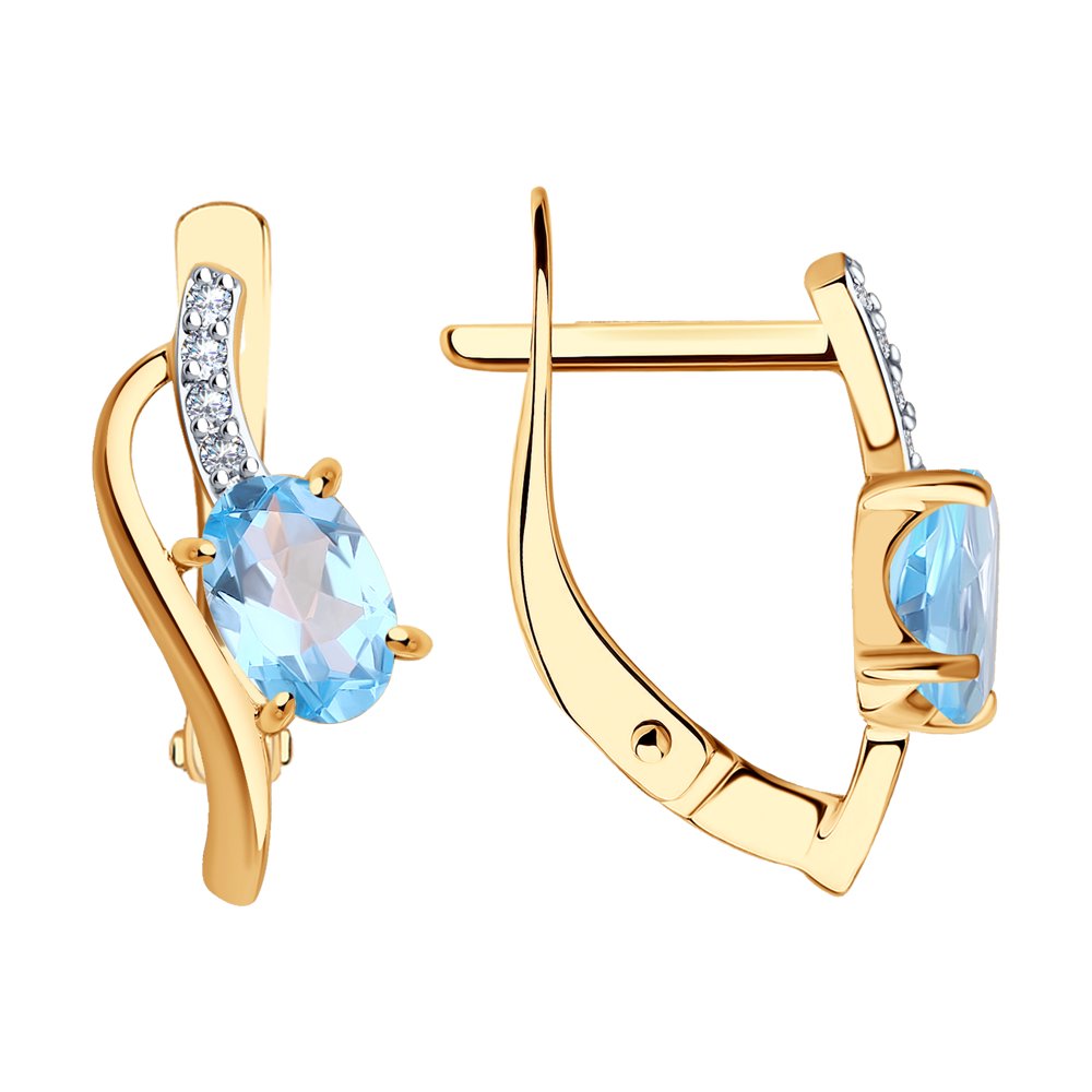 

Серьги из красного золота с топазами и фианитами Diamant 51-320-01494-1, 51-320-01494-1