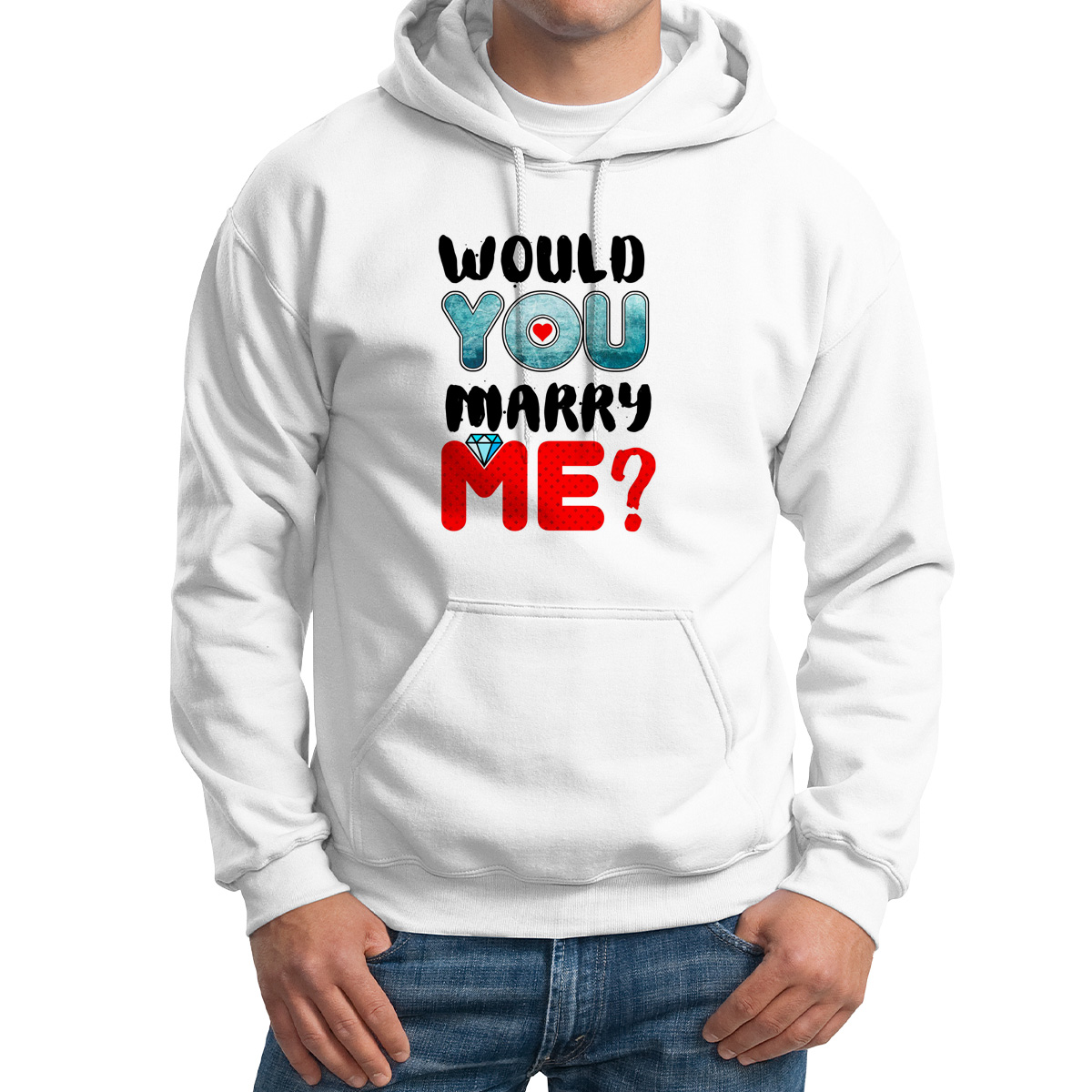 

Худи унисекс CoolPodarok WOULD MARRY ME белое 42 RU, Белый, 2M043507