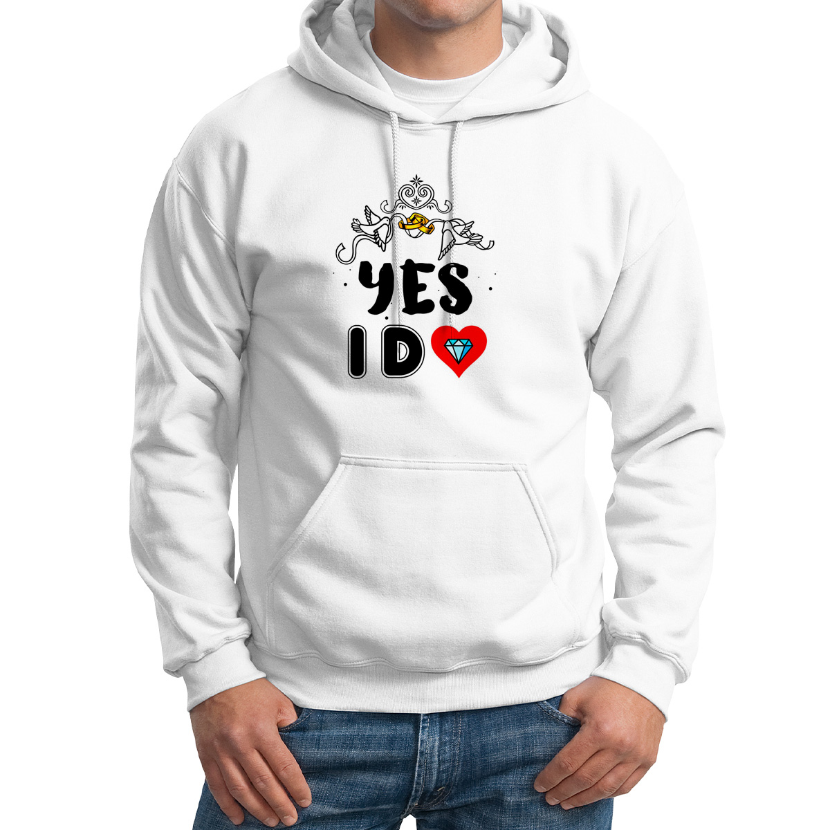 

Худи унисекс CoolPodarok YES I DO белое 42 RU, Белый, 2M043508