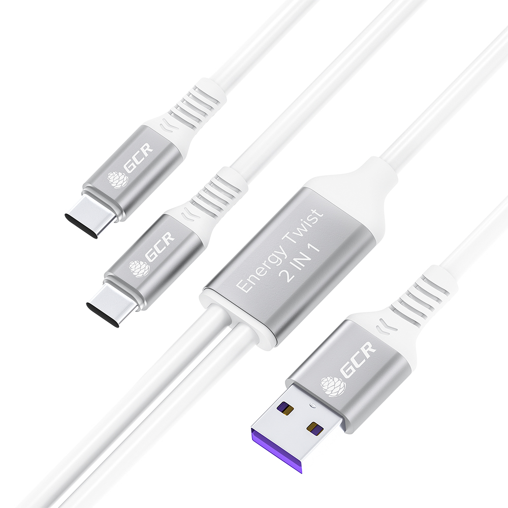 фото Кабель usb 2x typec (2 в 1) быстрая зарядка 5a qc3.0 для xiaomi huawei samsung gcr-53468