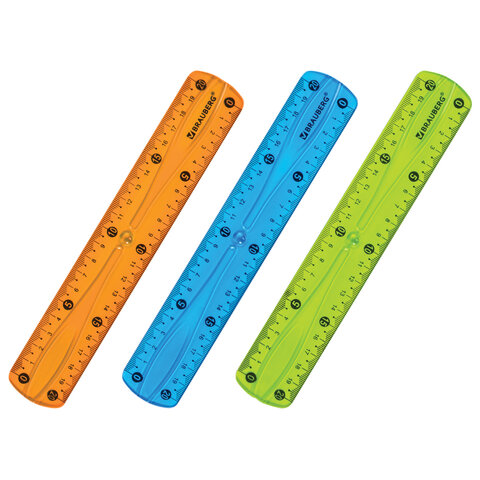 

Линейка 20 см гибкая Brauberg FLEX, пластиковая, ассорти, европодвес, 210674, 12 шт, Разноцветный