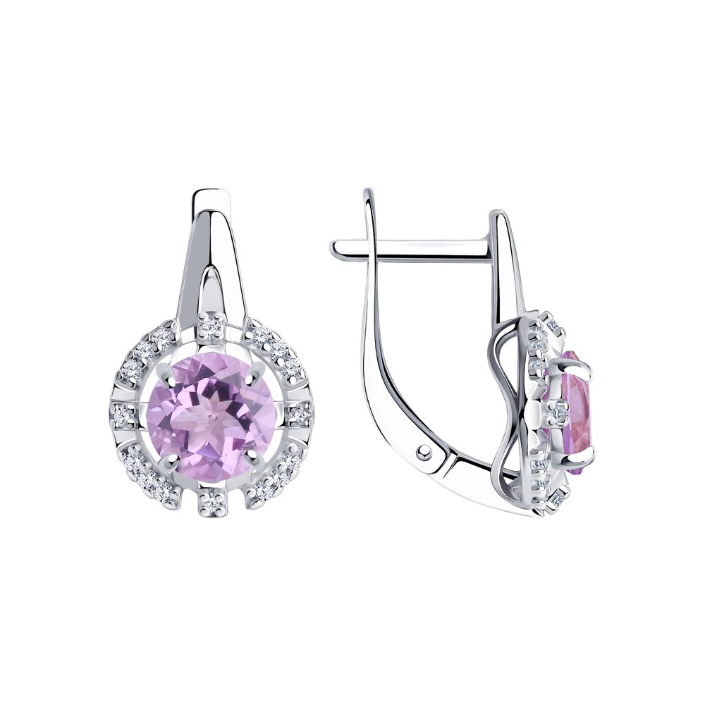 

Серьги из серебра Diamant 94-320-00679-2, аметист/фианит, 94-320-00679-2