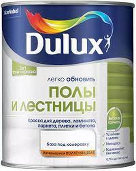 DULUX Легко обновить полы и лестницы база BC прозрачная краска полуглянцевая 0,75л